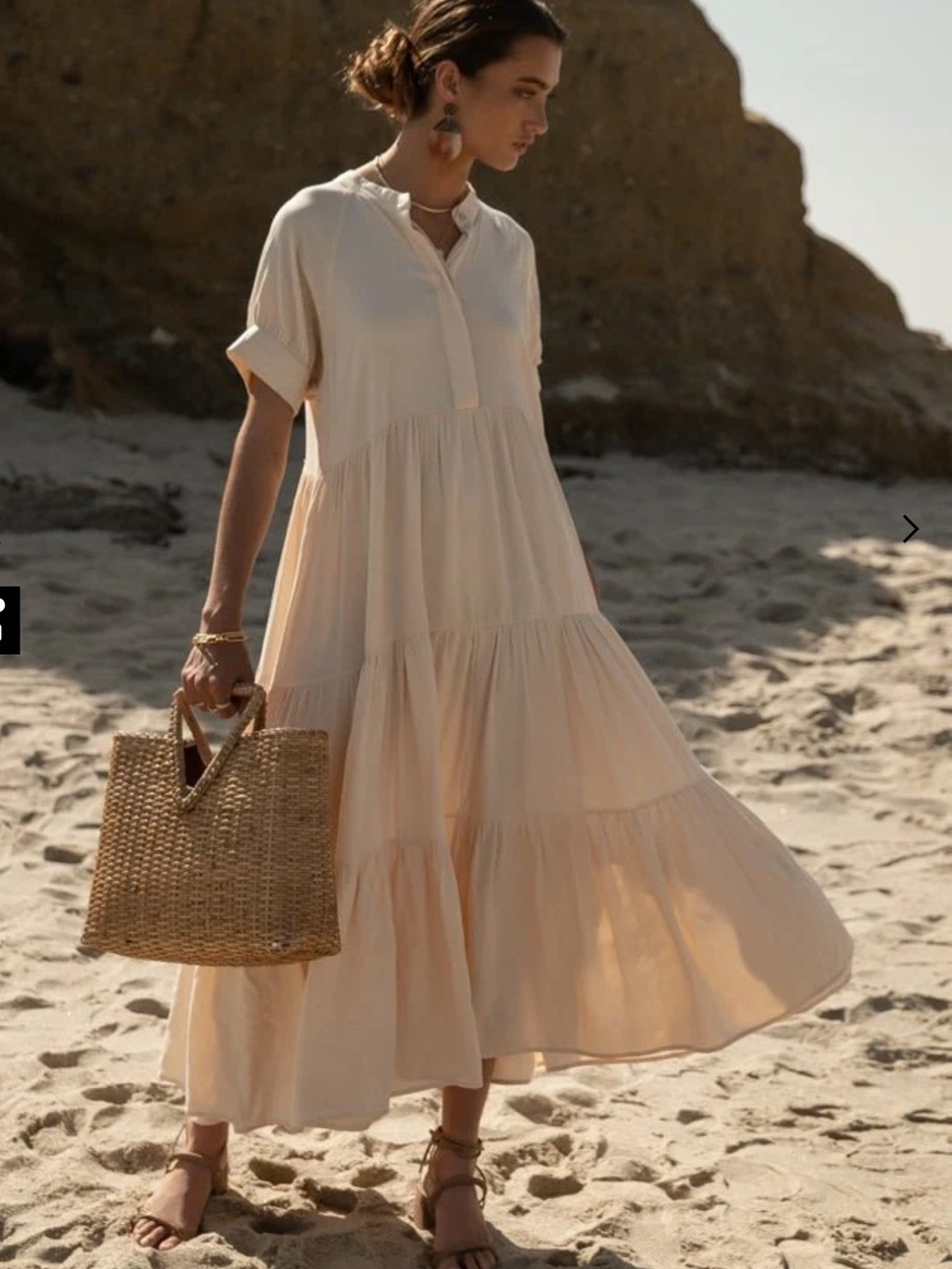 Tiered Dress in Cream